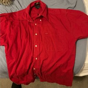 Colors Alexander Julian Mens Lg Red Button Down Short Sleeve 100% Cotton